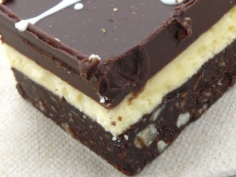 Three layered sweet treat - chocolate, custard middle, chocolate top 