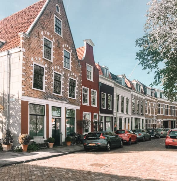 Row of colorful small dutch houses