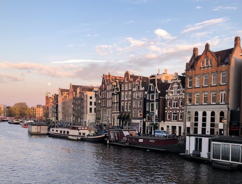 Houses along a canal in Amsterdam