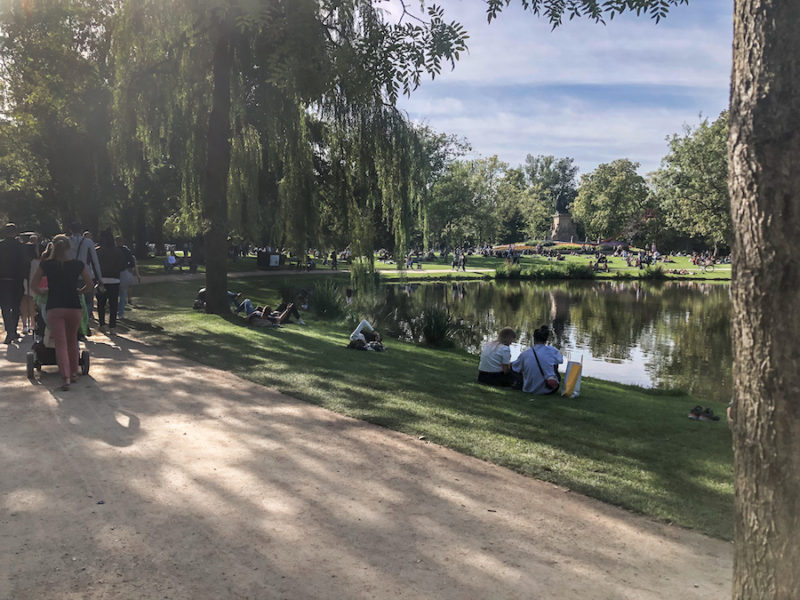 People sitting on the grass at Vondelpark