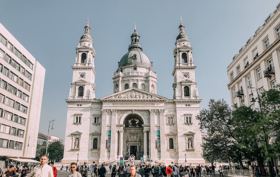 White vast church in Budapest