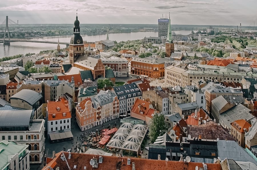 Birds eye view of Riga, Latvia