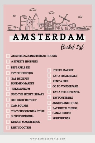 Pinterest image Amsterdam bucket list