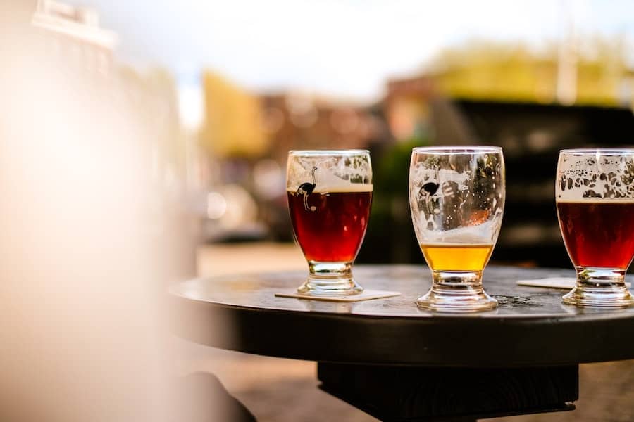 3 beers on a table 