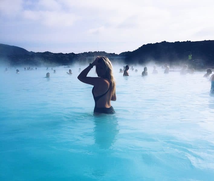 Girl standing in the Blue Lagoon 