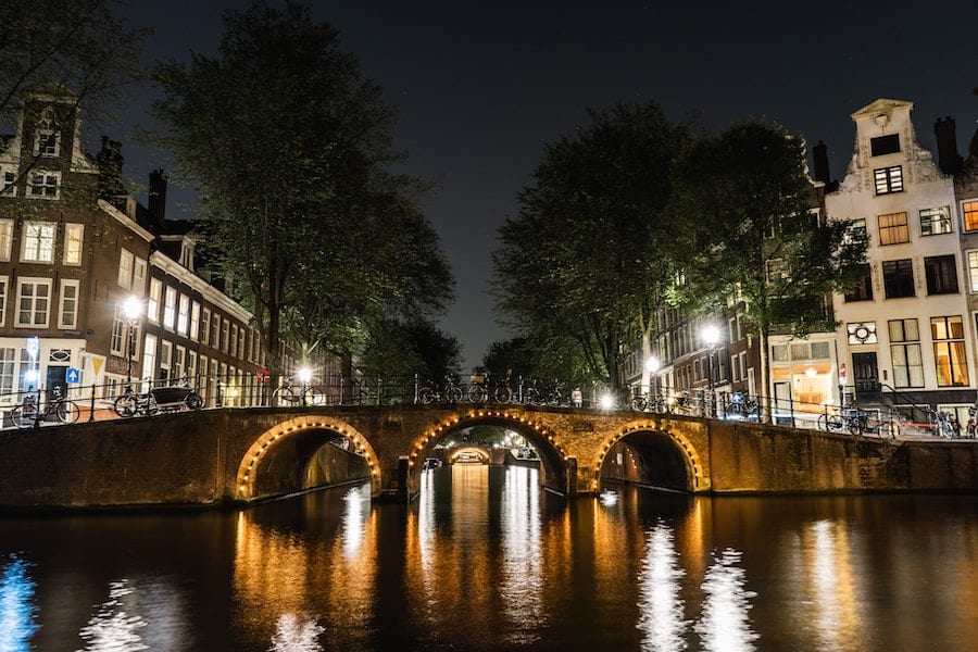 Canals in Amsterdam at night 