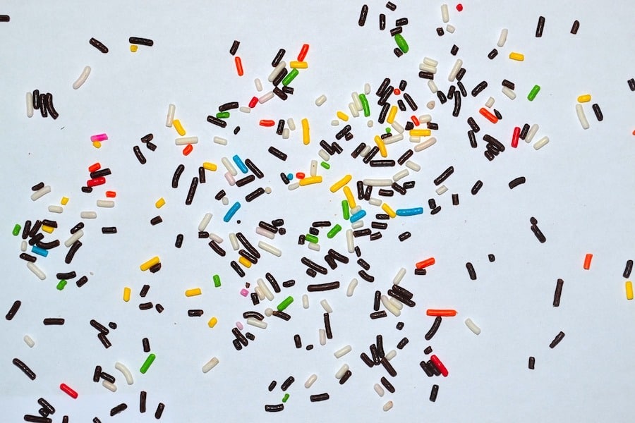 Sprinkles on a white table 