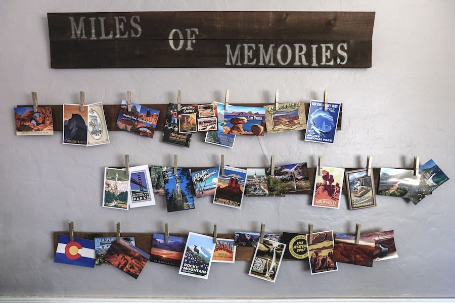 Postcards hung up as one of the best souvenir ideas