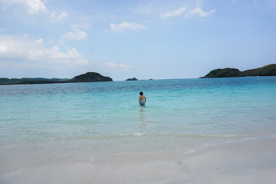 Swimming at Tanjung Aan Beach