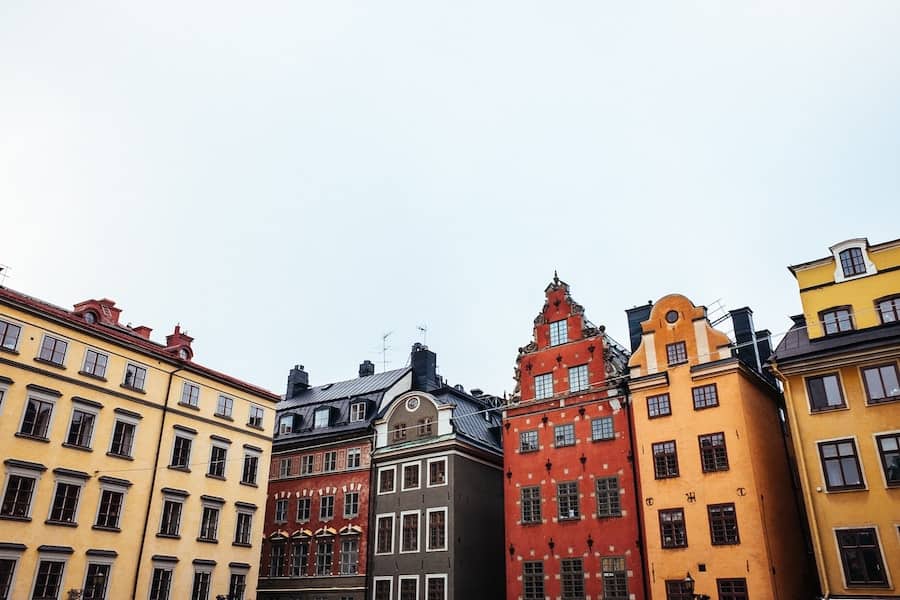 Gamla Stan's colourful buildings in unique designs