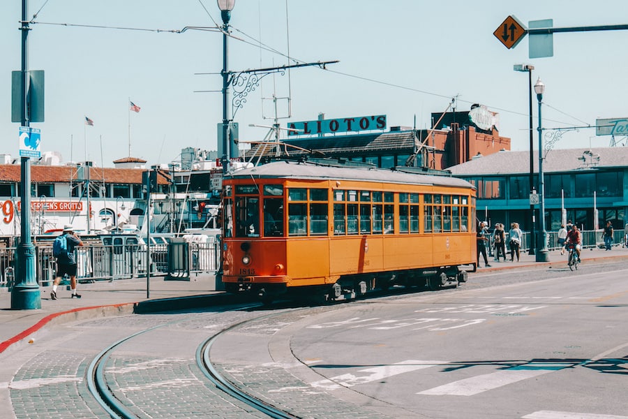 Orange cable car in San Francisco
