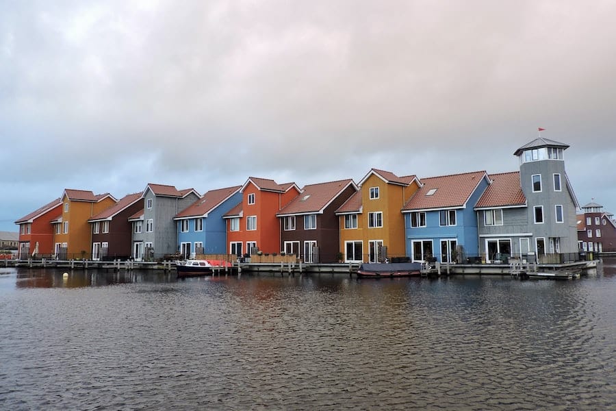 Colourful houses along the water