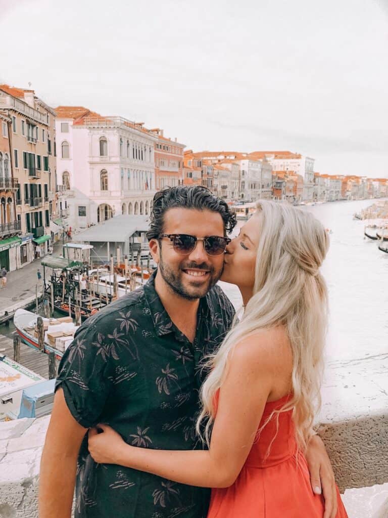 Couple on the main bridge in Venice 