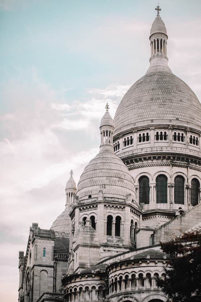 White stone church with ornate detailing