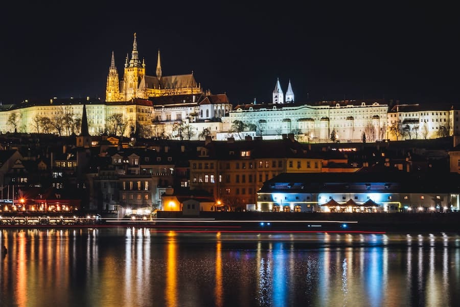 Prague skyline at night