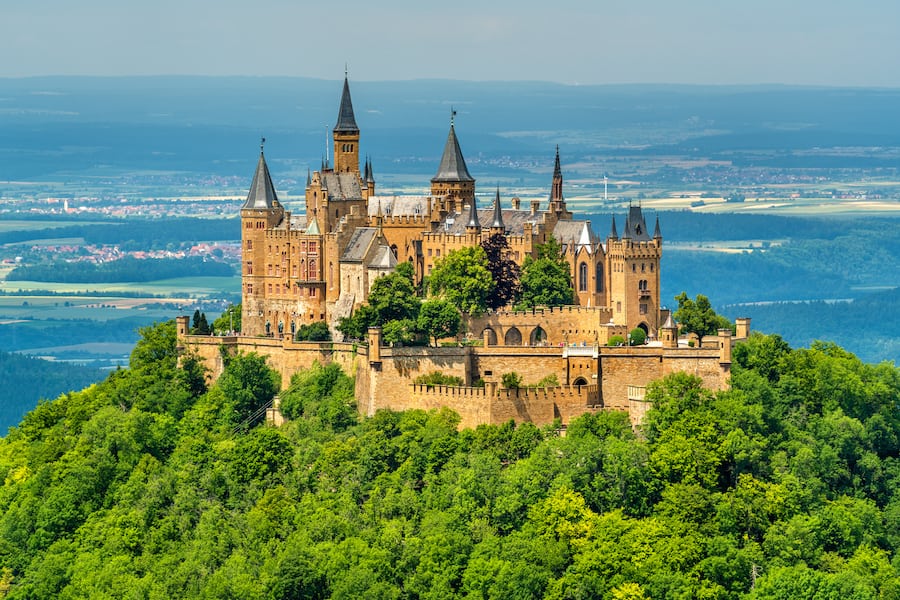 View of Hohenzollern Castle in the Swabian Alps - Baden-Wurttemberg, Germany