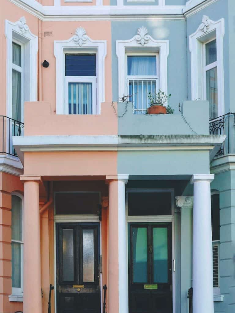 Pastel coloured buildings