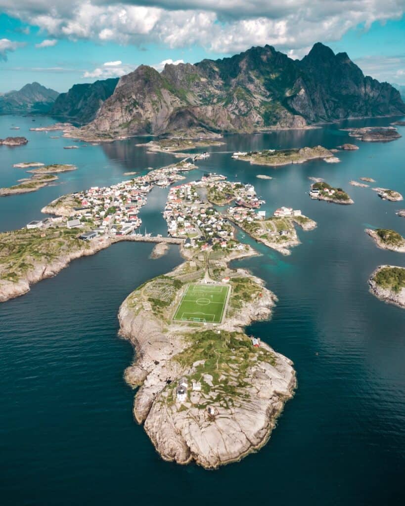 Islands with buildings
