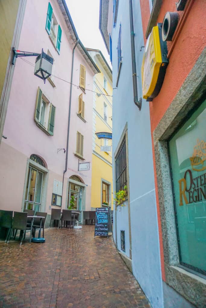 Pastel coloured buildings in Locarno old town