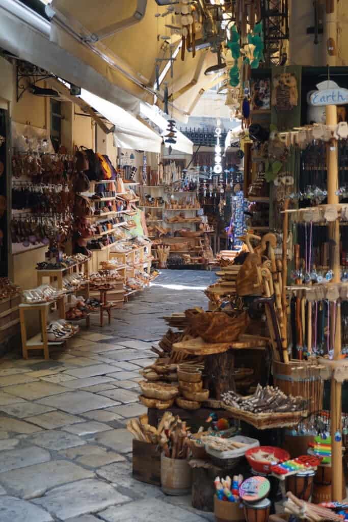 Olive tree wood souvenirs in Corfu