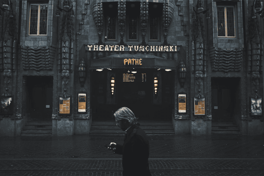 Entrance of the famous Tuschinski Cinema in the center of Amsterdam.
