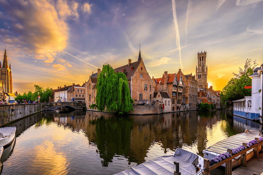 River and old town of Brugges, Belgium.
