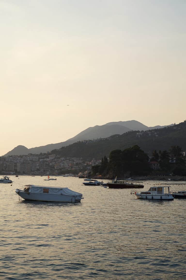 Sunset from the pier in Herceg Novi Montenegro