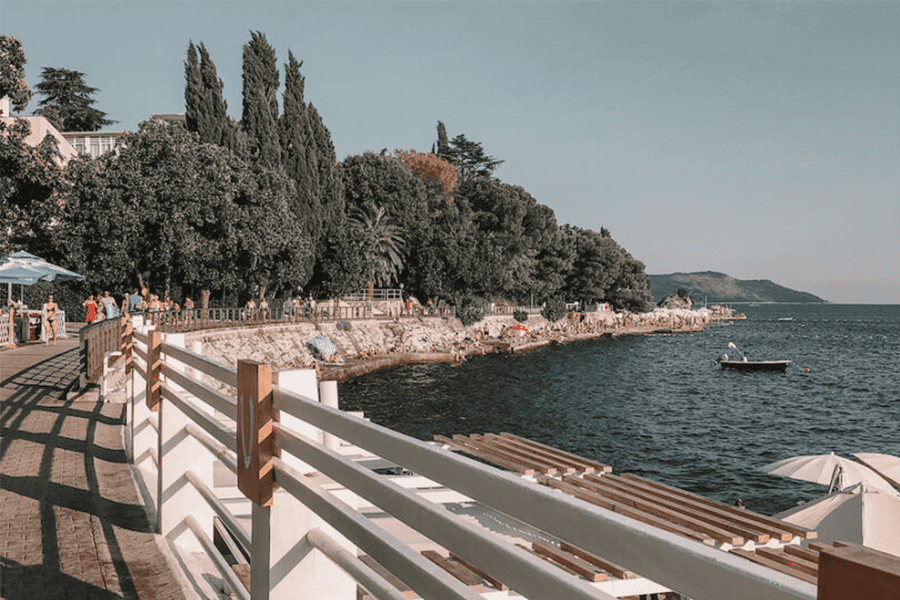 Promenade along the beach in Herceg Novi Montenegro.