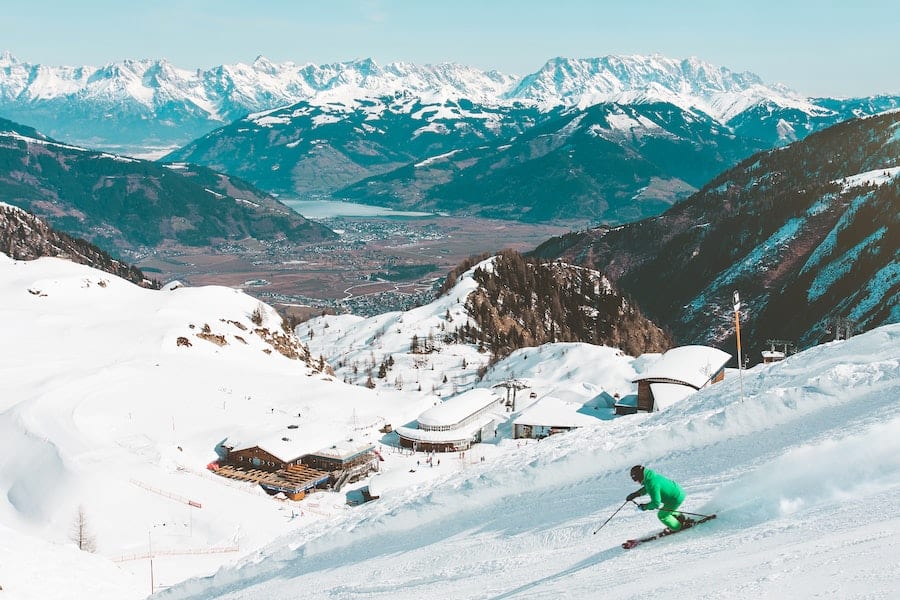 ski slope with skier on it