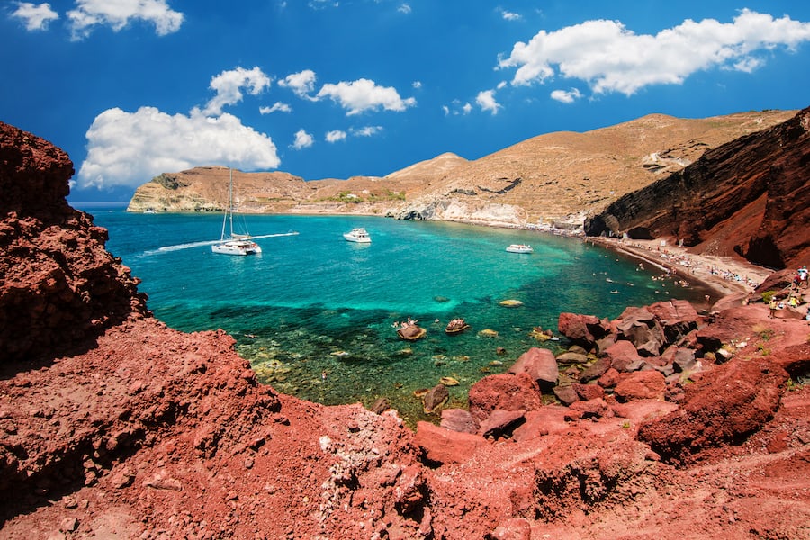Red beach. Santorini, Cycladic Islands, Greece. Beautiful summer landscape with one of the most famous beaches in the world.