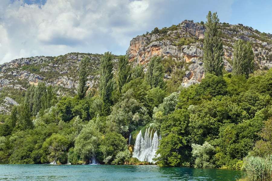Roski slap is big waterfall in Krka national park, Croatia