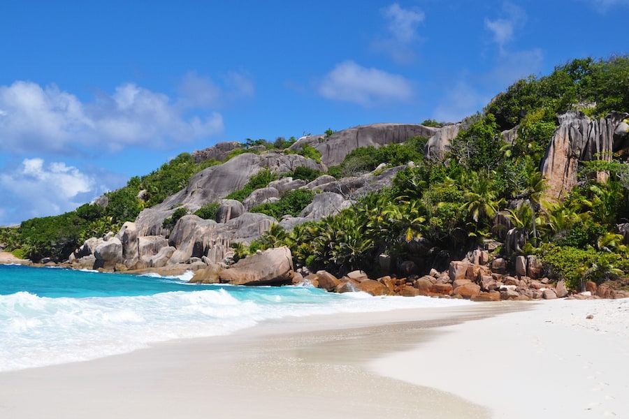 Typical rock formation at cousine island, seychelles