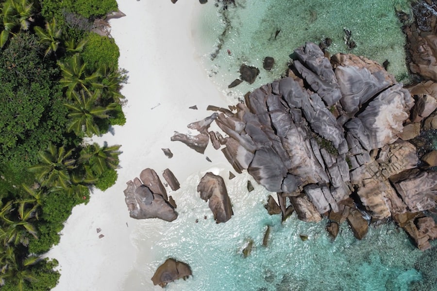 Aerial view of the natural pools at Coco Beach
