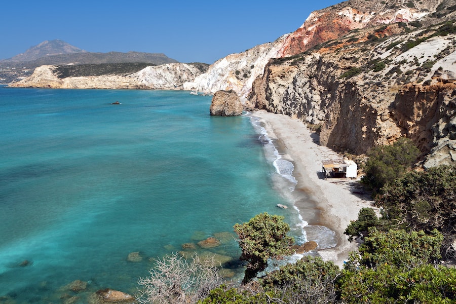 Firiplaka beach at the island of Milos in Greece
