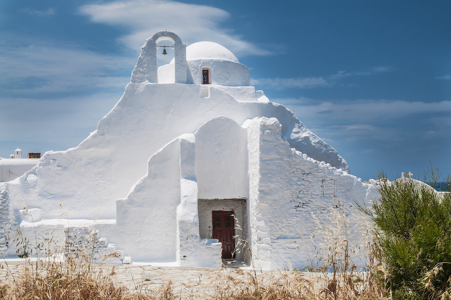 Church Panagia Paraportiani on the greek island Mykonos in the agean sea