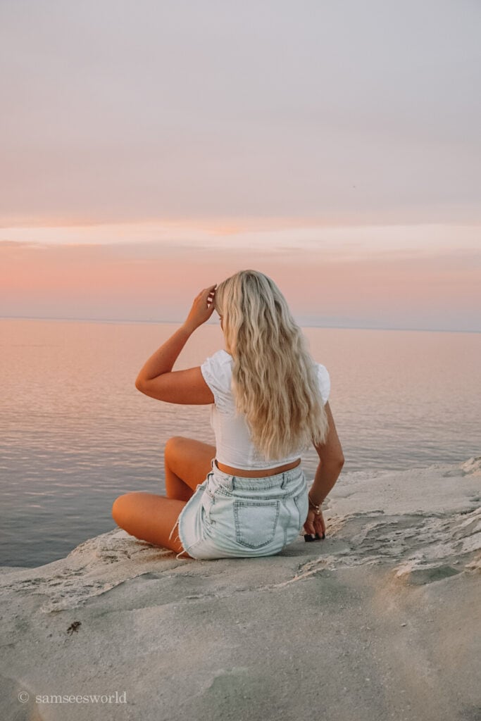 Sarakiniko Beach during sunset