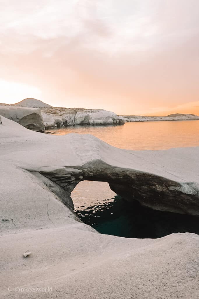 Sarakiniko Beach during sunset