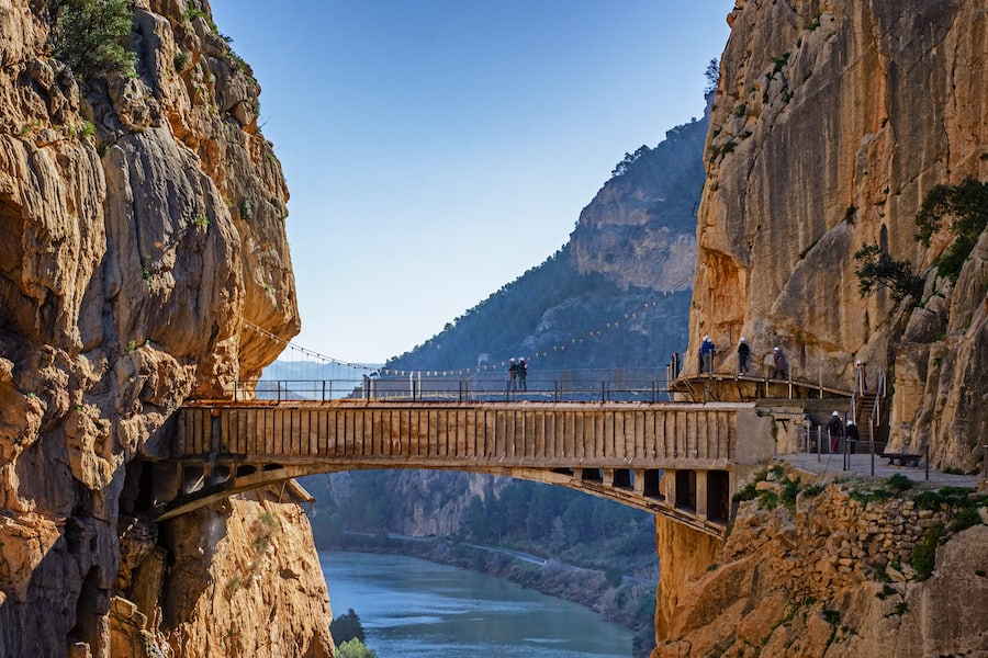 The King's Little Path. The famous  walkway along the steep walls of a narrow gorge in El Chorro.