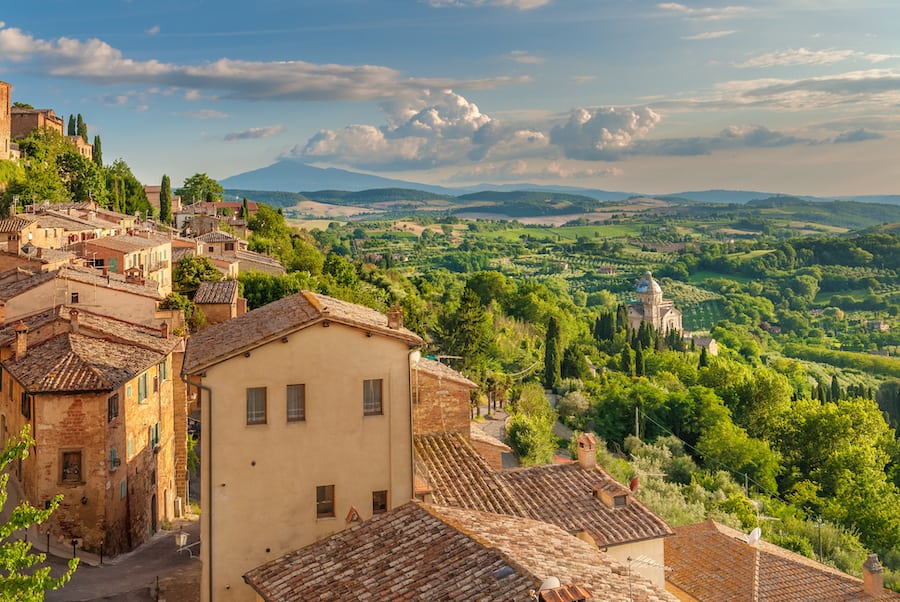 Landscape of the Tuscany seen from the walls of Montepulciano, Italy