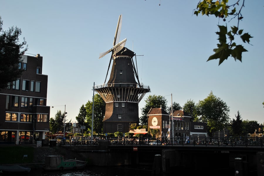 Amsterdam,Netherlands; 24/07/2012; Windmill in the middle of the city of Amsterdam