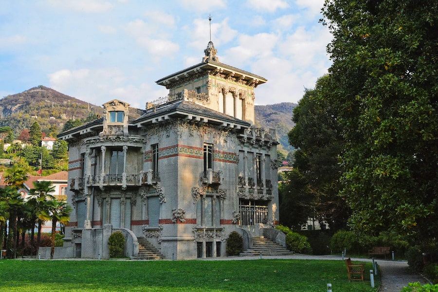 Cernobbio, Como, Lombardy / Italy - April 11 2016: Exterior of Villa Bernasconi.