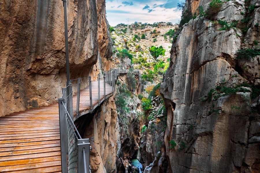 Caminito del Rey walking trail , Kings little pathway, Beautiful views of El Chorro Gorge, Ardales, Malaga, Spain