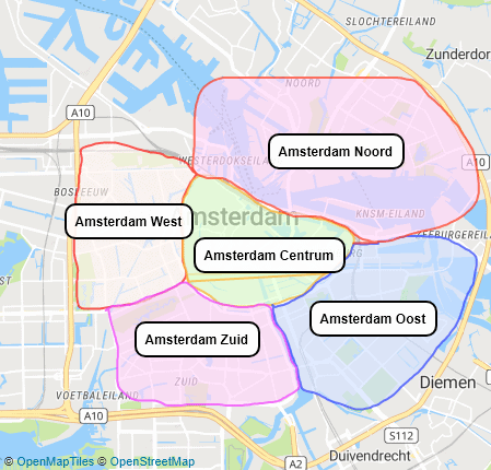 Amsterdam city neighbourhood map