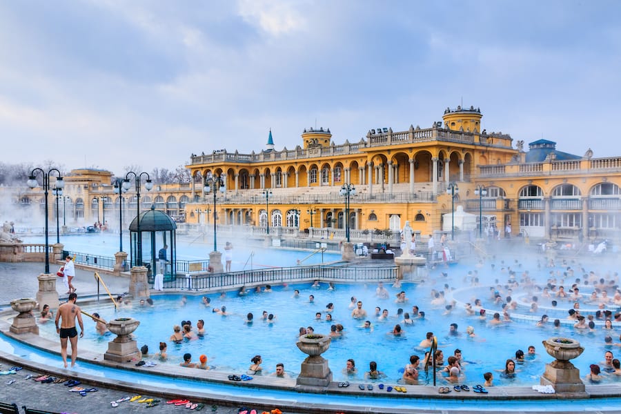 Budapest, Hungary.  January 01, 2018: Szechenyi Baths in Budapest, Hungary.