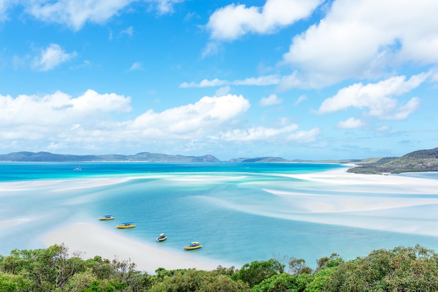 Whitehaven Beach is stretch along Whitsunday Island, Australia.