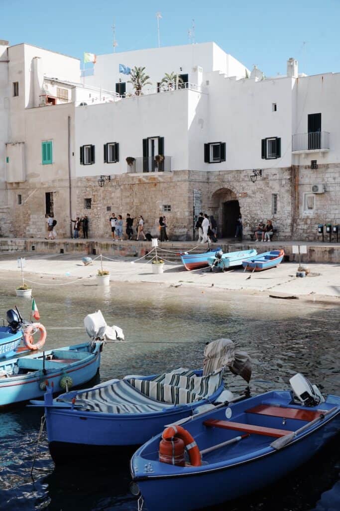 Boats in a cove in Monopoli, Italy