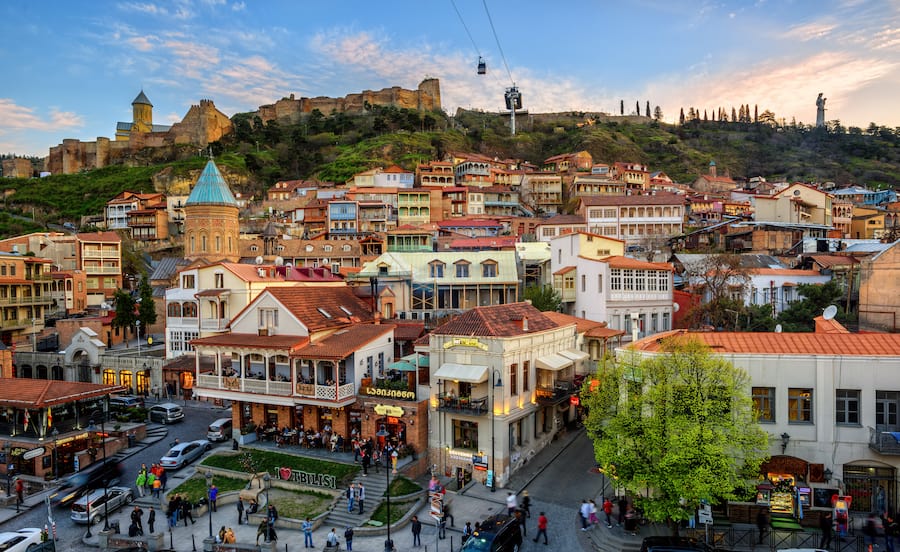 Tbilisi, Georgia: Tbilisi's Old Town main square Meidan attracts many locals and tourists with its shops and restaurants.
