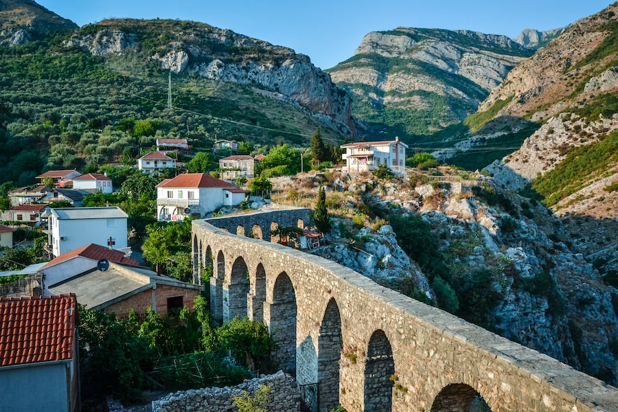 Turkish aqueduct in Stari Bar, Montenegro