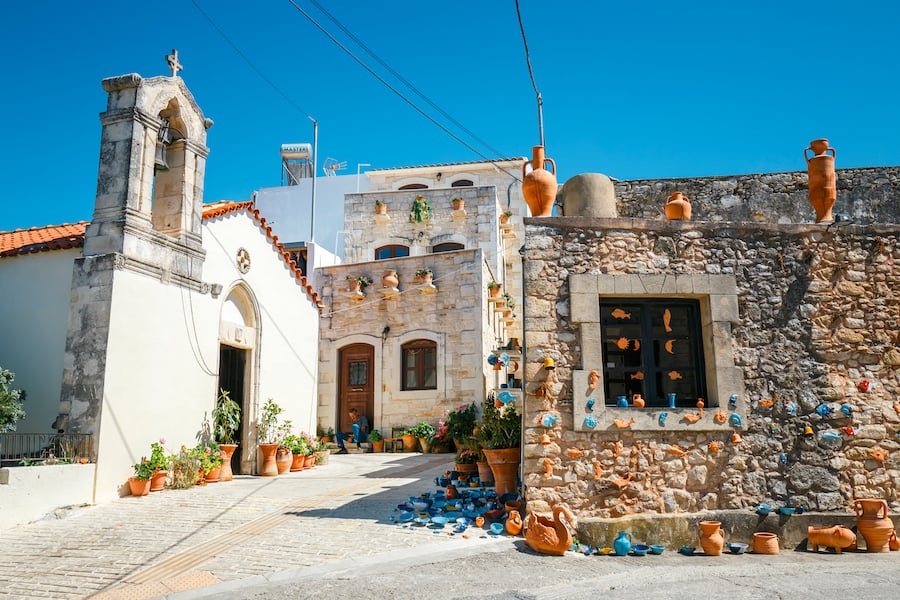 Traditional cretan village Margarites famous for handmade ceramics, Crete, Greece