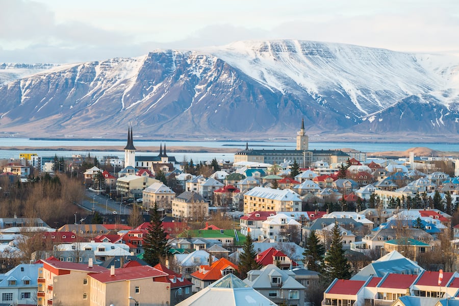 Scenery view of Reykjavik the capital city of Iceland in late winter season. Reykjavik is one of Europe's most dynamic and interesting cities.